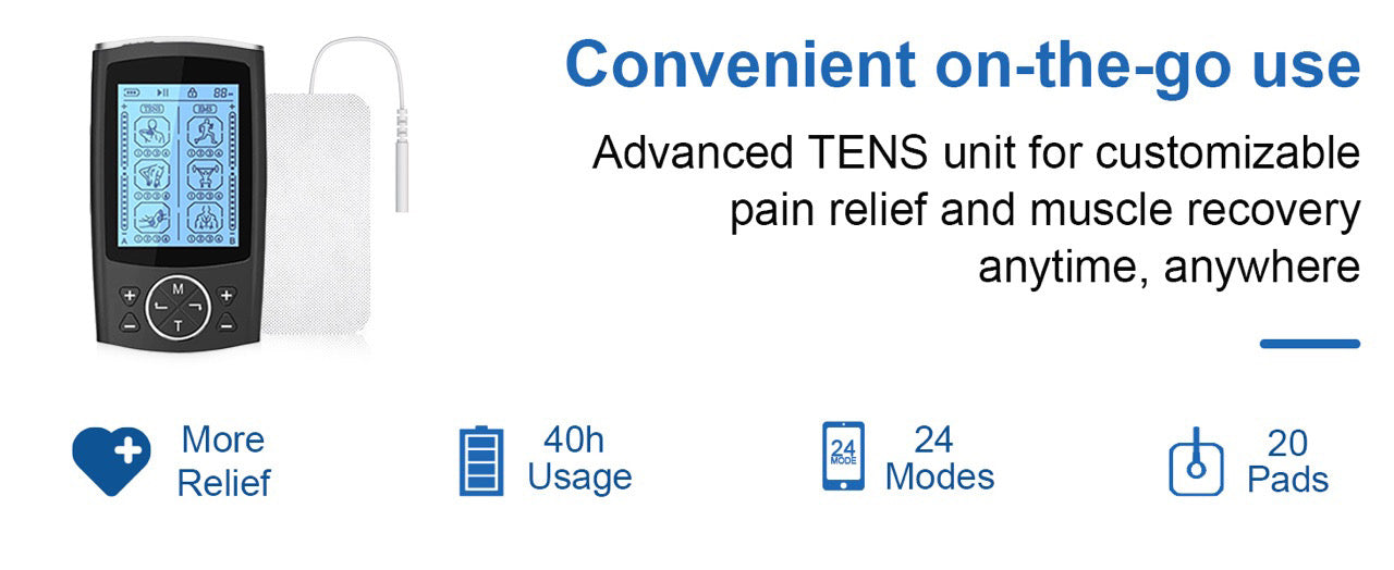 PowerPulse Dual Channel TENS EMS Unit 24 Modes Muscle Stimulator for Pain Relief Therapy, Electronic Pulse Massager Muscle Massager